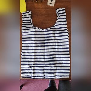 Navy blue & white stripe standard baggu